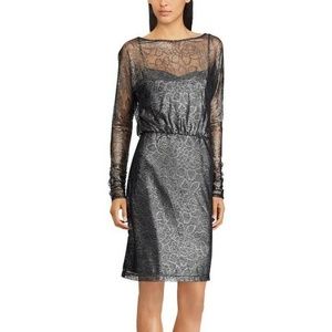 American Living Dress Metallic Black Silver Sz 12